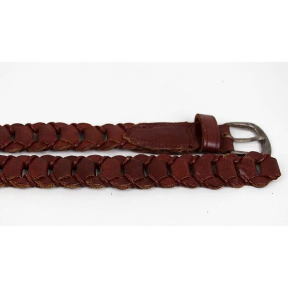 BRAIDED BROWN GENUINE LEATHER 1"Wd DRESS CASUAL WOMEN'S BELT Sz M (20M - Picture 10 of 11